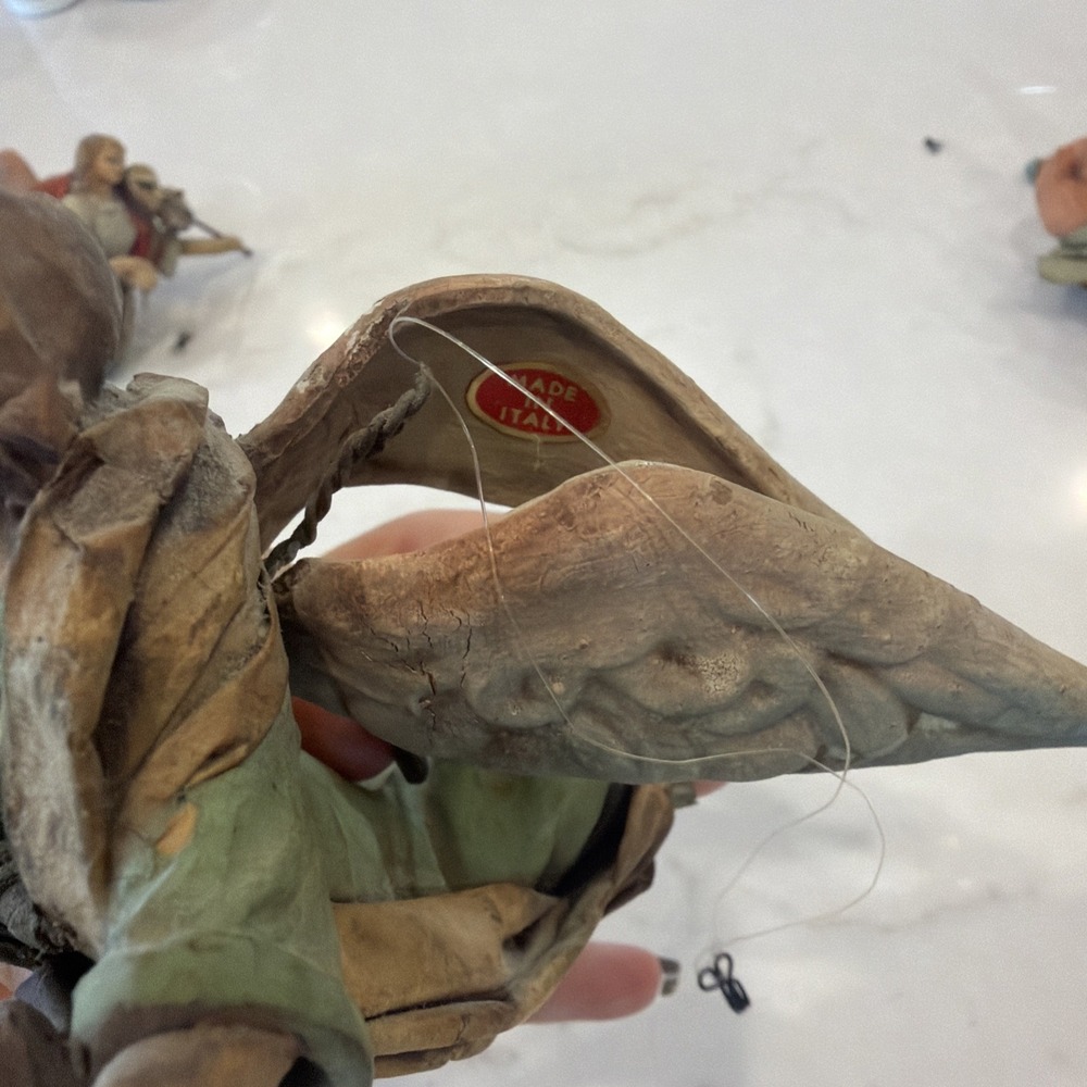Vintage Italy Papier Mache Angel Orchestra 8 Musical Angels Christmas MCM - Picture 6 of 16